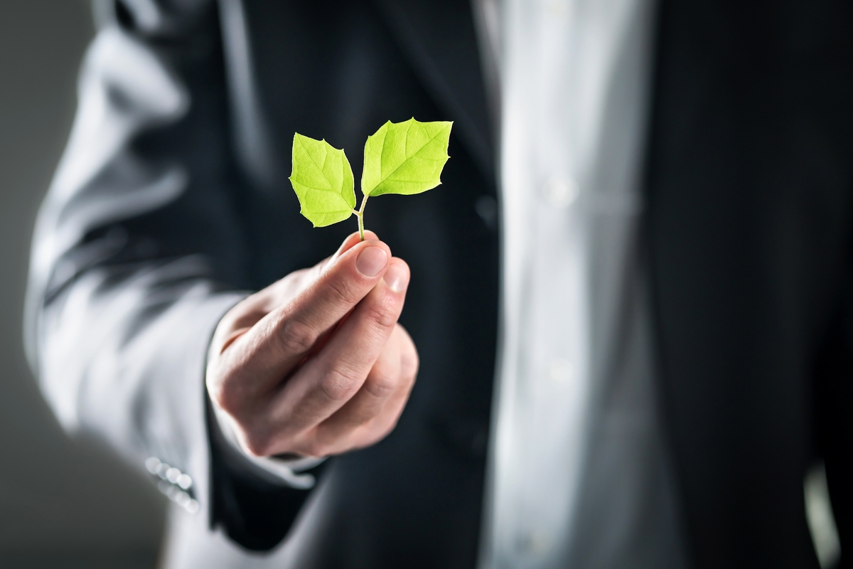Eco friendly environmental lawyer or business man. Sustainable development, climate change, ecology and carbon footprint concept. Environment, energy or conservation laws. Global pollution.