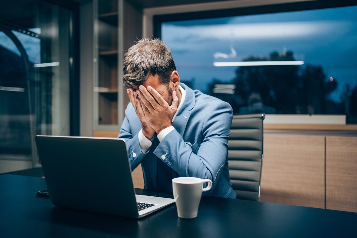 Businessman working late in the office.