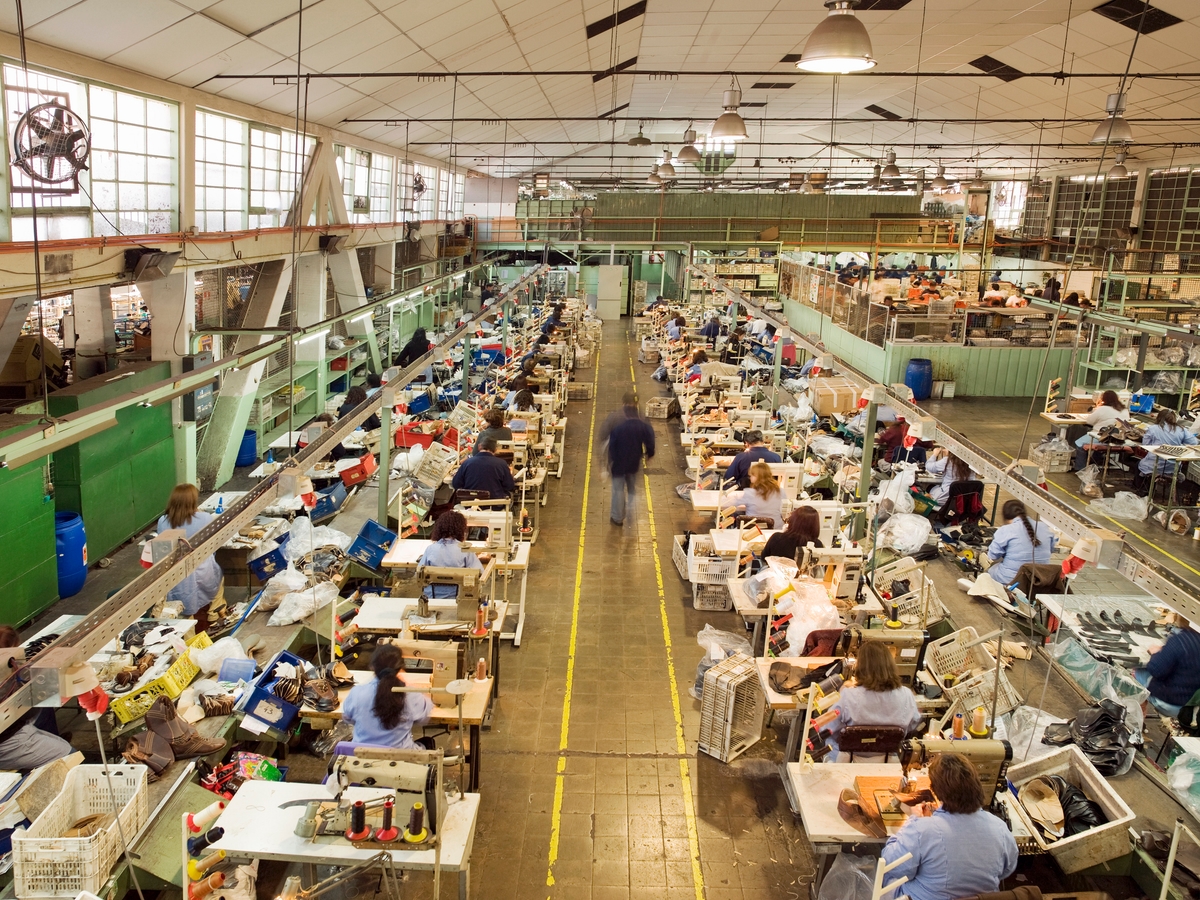 People working in a shoe factory